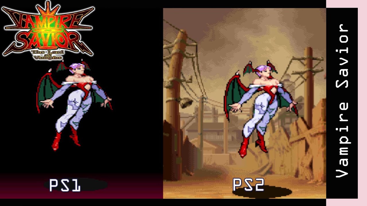 Vampire Savior EX - PS1 vs PS2 (Animation Frames Comparison)