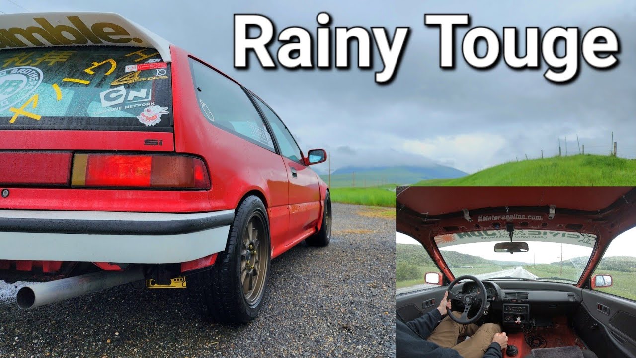 Kanjo touge 1991 EF Civic B16 rain mountain run, cruise, pulls, POV cockpit view