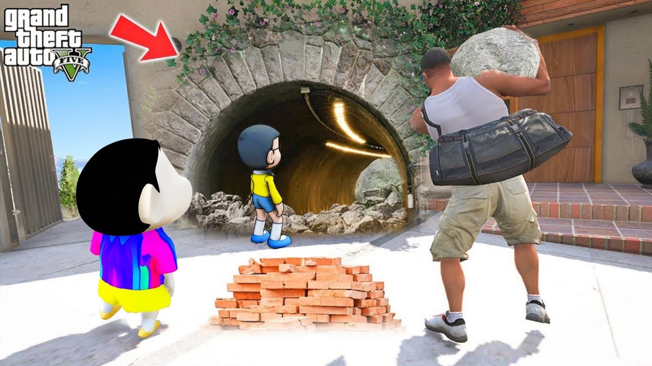 GTA 5 : Franklin ,Shinchan & Nobita Found Secret Tunnnel inside Franklin's House In GTA 5 !
