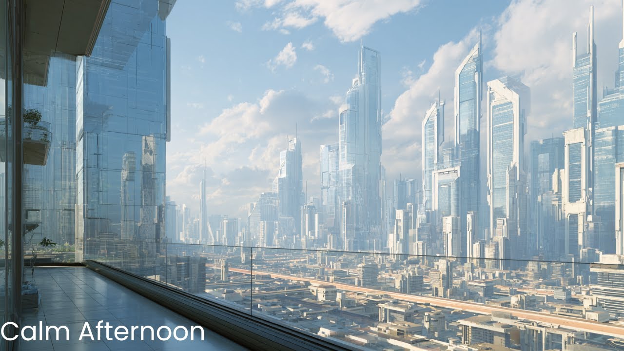 Afternoon in a Hopeful Future City | Calm Ambient Synthwave (1 Hour)