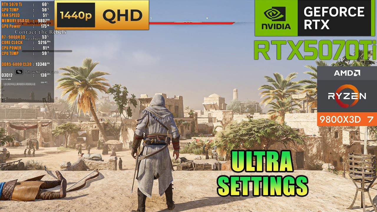 Assassin's Creed Mirage - RTX 5070 Ti + R7 9800X3D ( 1440p Ultra Settings )