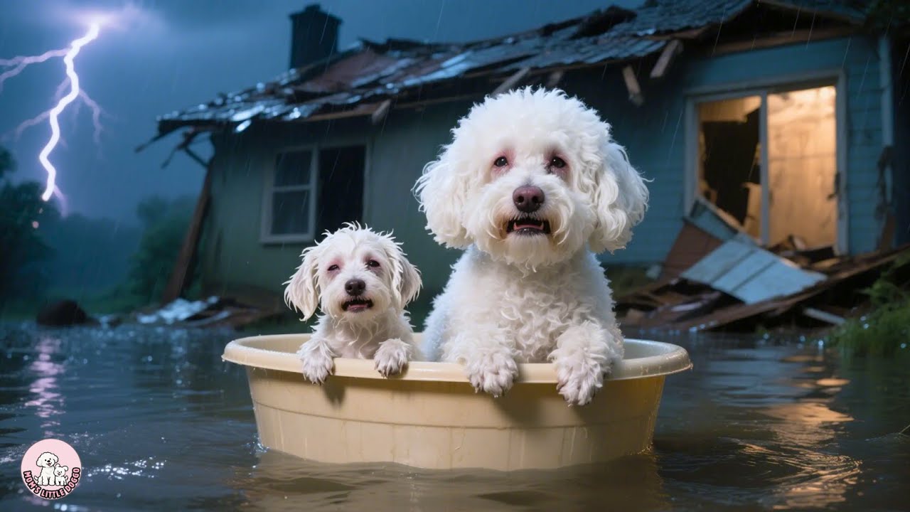 🌪️Mom Dog & Little Dog Doggo Panic as Storm and Flood Destroy Their Home 🐶🏚️