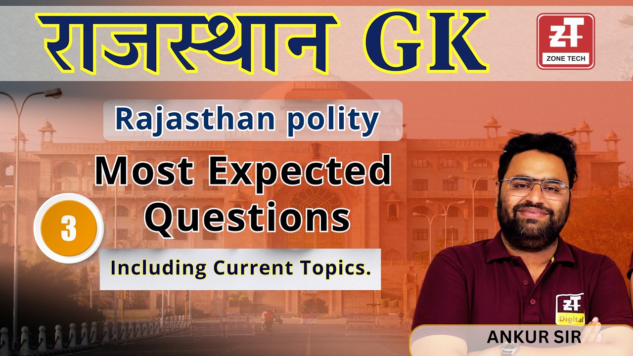 3. Rajasthan polity | Most Expected Questions | RSSB JE | RPSC AE |  RSEB AE/JE  | RSPCB II ZONETECH