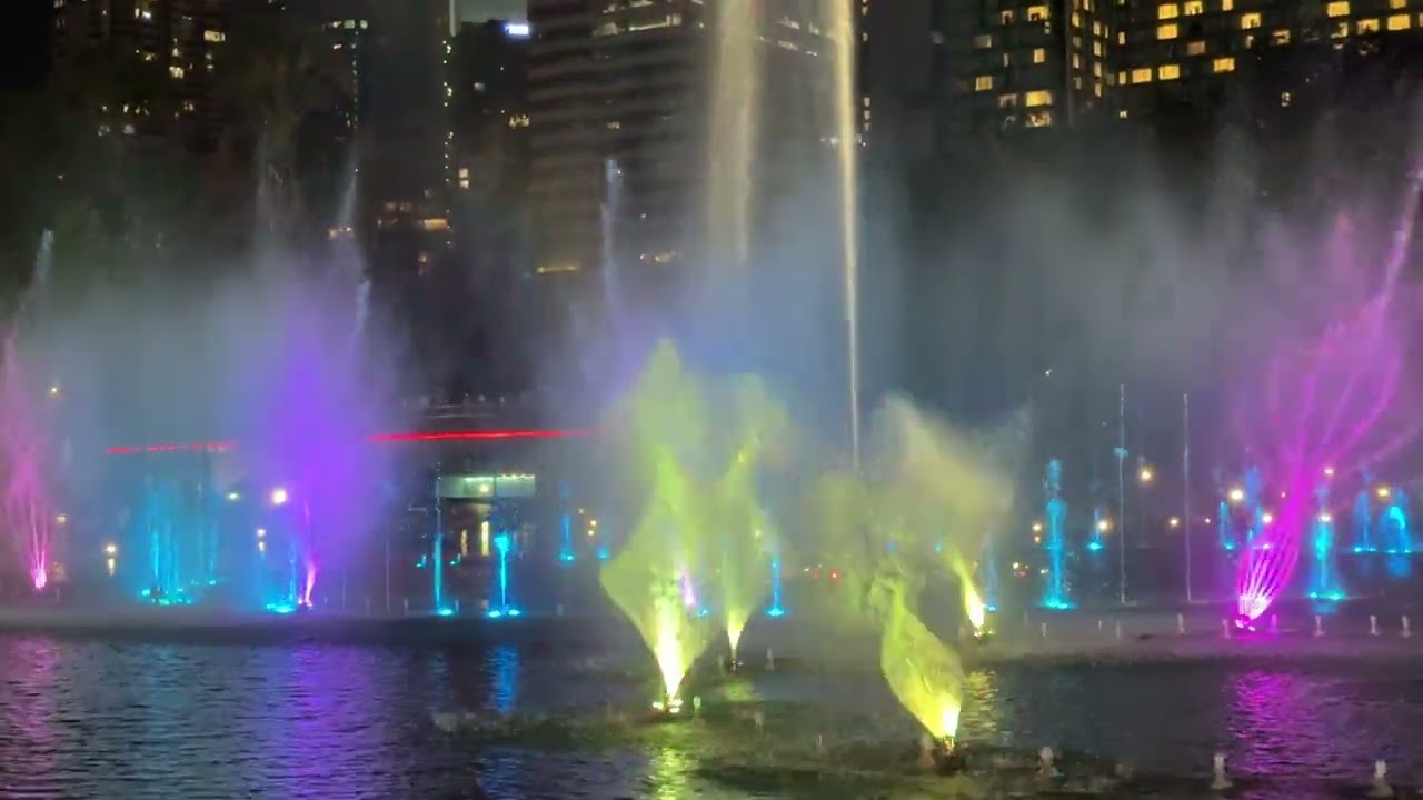 Colourfull fountain with music in Petronas tower, Malaysia