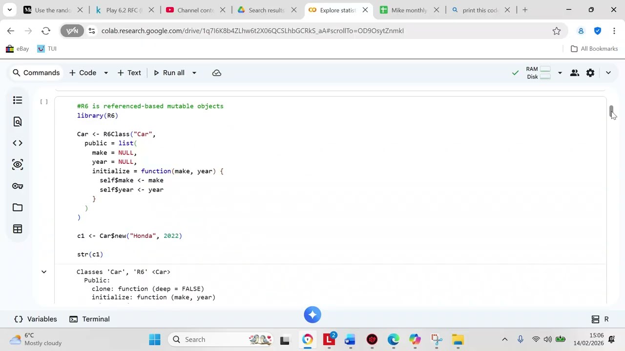 Learn to create an object in R