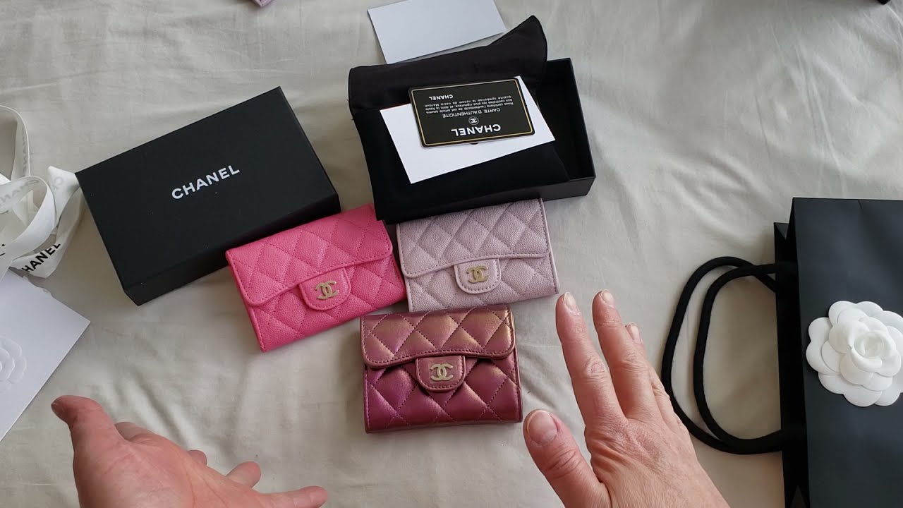 Chanel 21S Classic Flap CARD HOLDER Rose Claire Caviar Leather + My Small Collections 