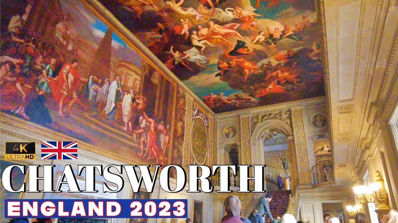 Chatsworth House Visual Walking Tour  ENGLAND 4K UHD English Stately Home Crazy Rich Magnificent
