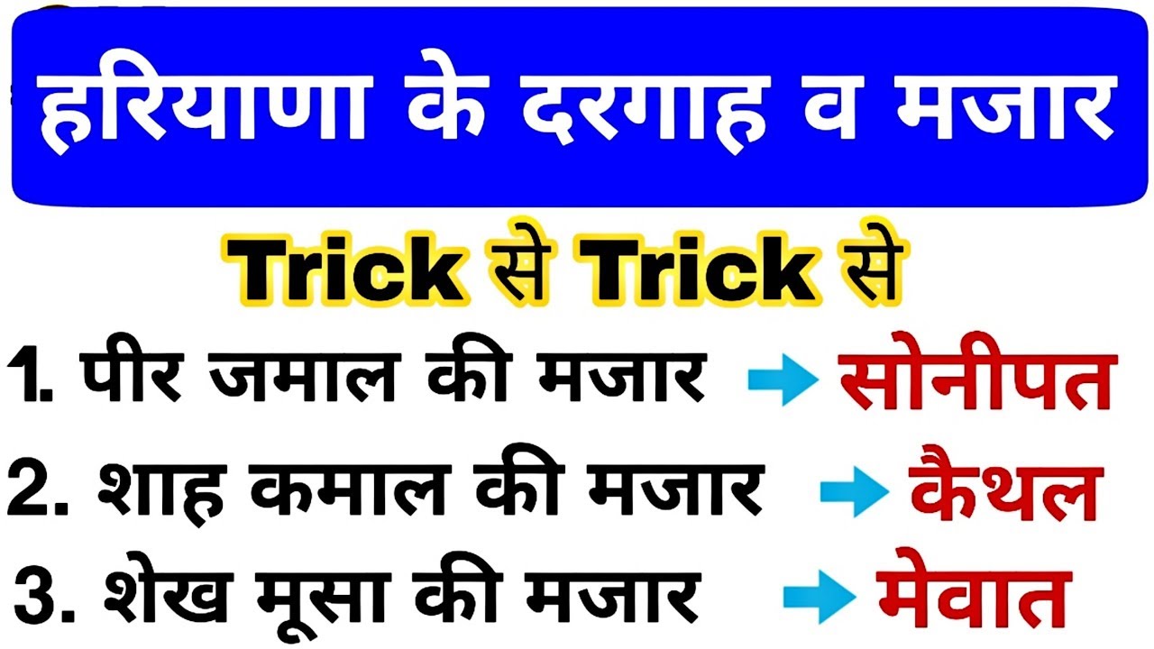 हरियाणा की प्रमुख दरगाह और मजार | Haryana gk | Famous Dargah and Mazar in Haryana | Hssc gk