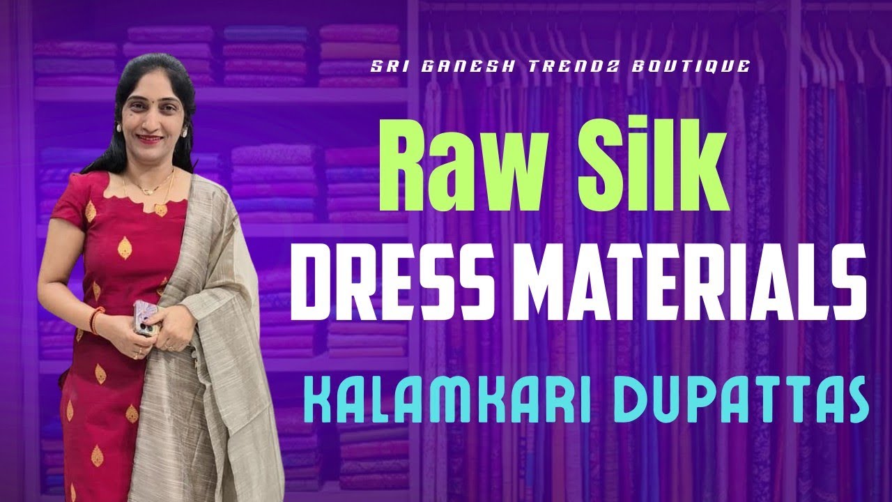 Raw Silk Dress Materials With Chennur Silk Kalamkari Duppatas|| Sri Ganesh Trendz Botique 