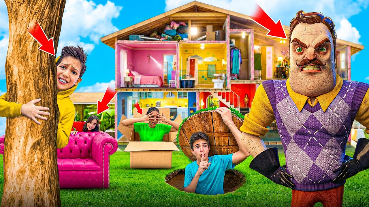 HİDE AND SEEK WİTH HELLO NEIGHBOR!!! NEW LONG VIDEO 