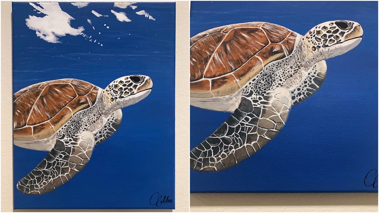 Sea Turtle acrylic painting/underwater/ocean