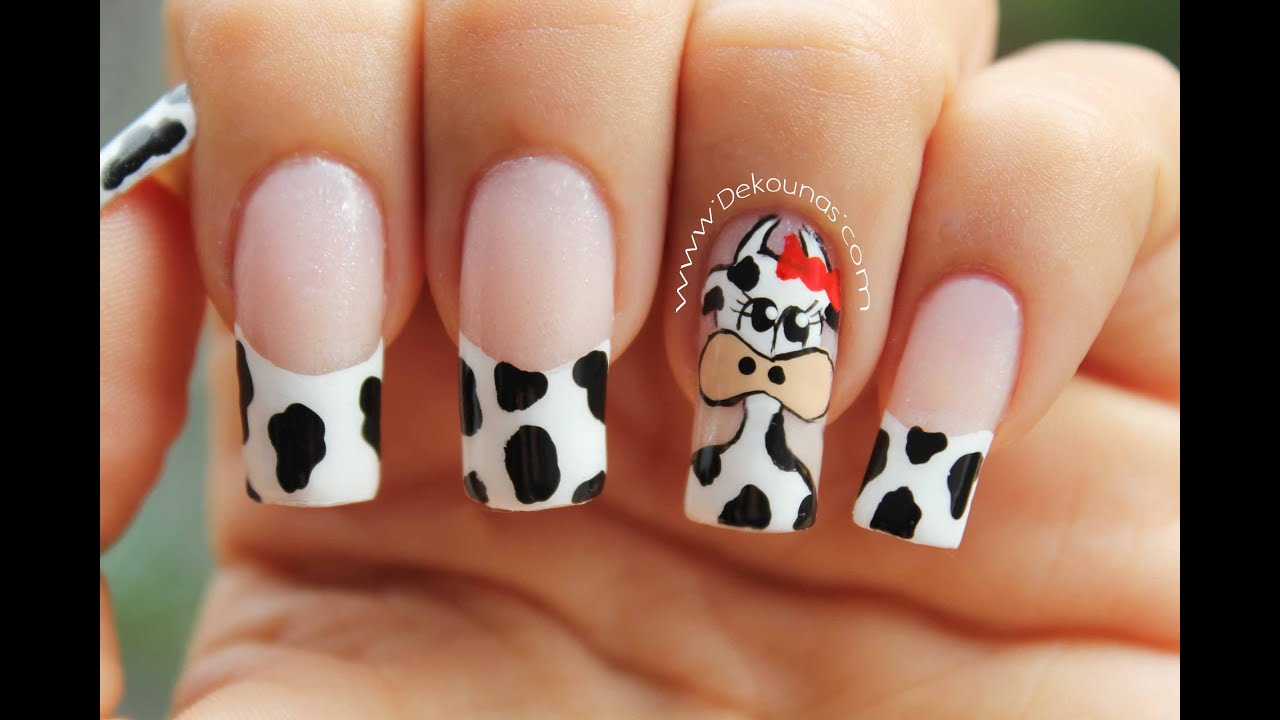 Decoración de uñas vaca - Cow nail art