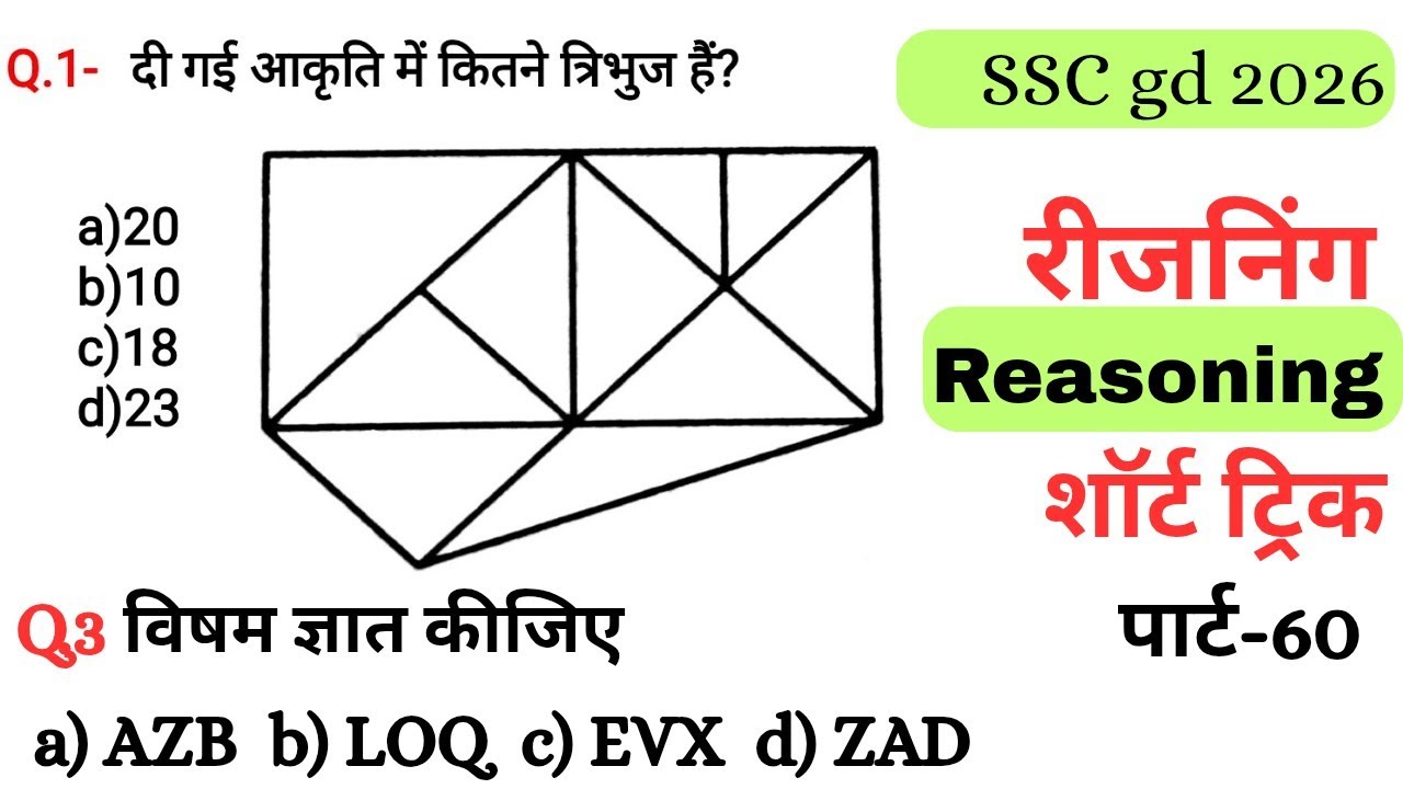 Reasoning प्रैक्टिस Set–60|| SSC gd reasoning|| ntpc reasoning|| reasoning||  reasoning practice set