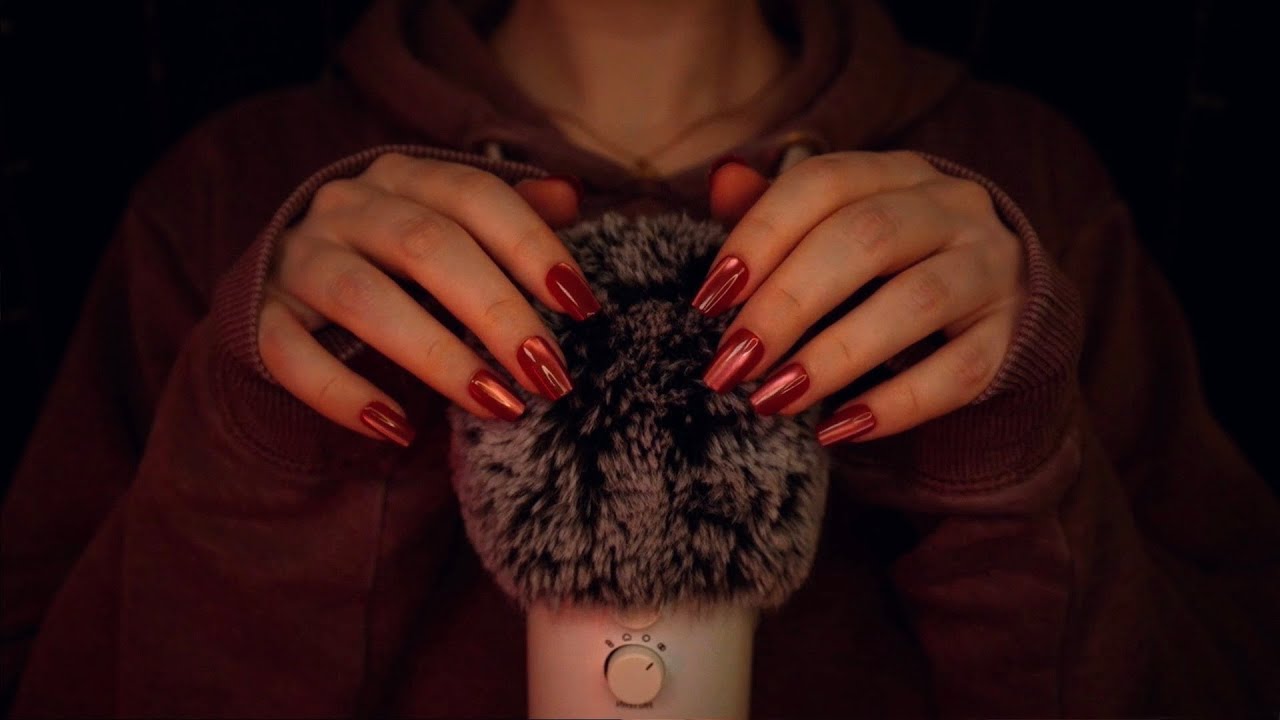 ASMR | head & scalp scratching, rain sounds - no talking, blue yeti