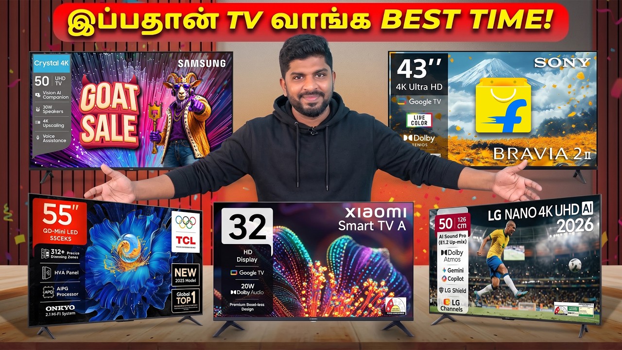 🔥 Best Smart TVs Under Budget 💥 Flipkart GOAT Sale | 32&rdquo;, 43&rdquo;, 50&rdquo;, 55 Inch TV Offers Tamil