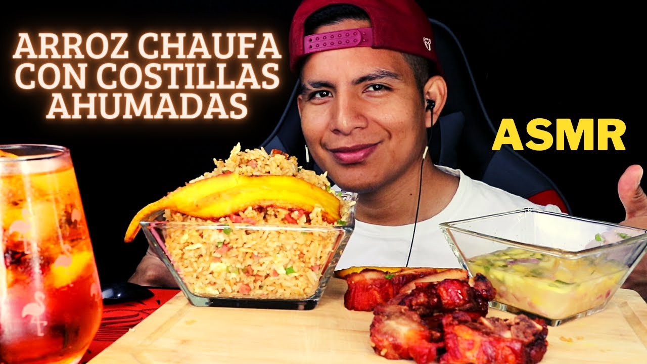 COSTILLAS GLASEADAS CON ARROZ CHAUFA || RIBS GLASSED WITH CHAUFA RICE || MUKBANG