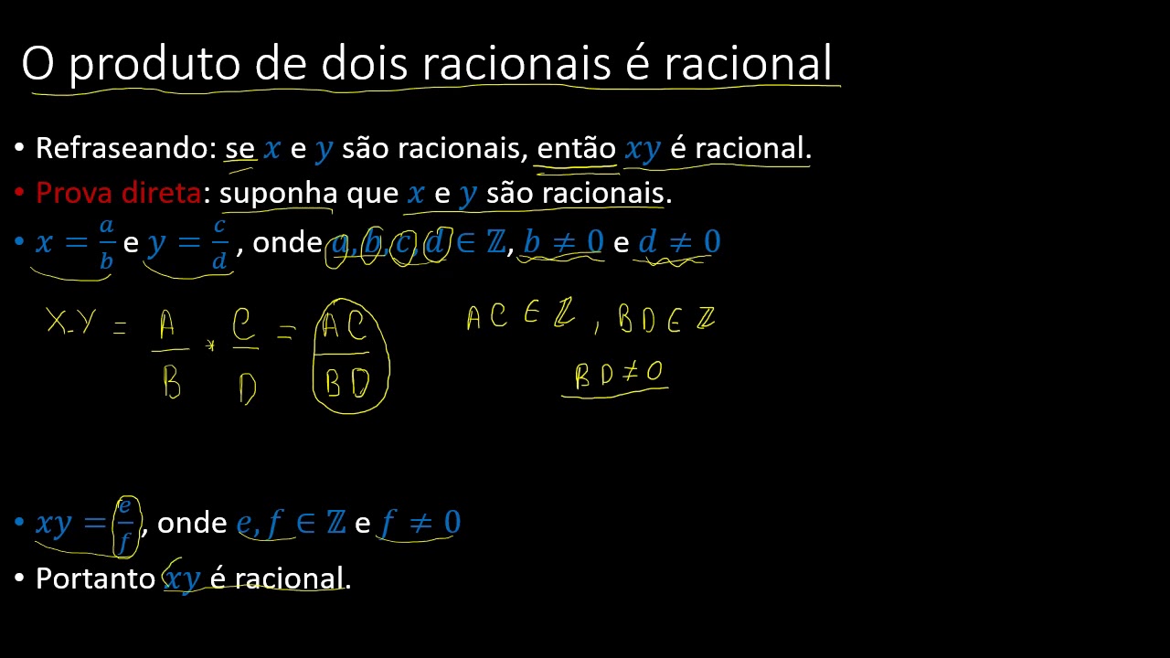 Exercícios com números racionais e irracionais com métodos de prova