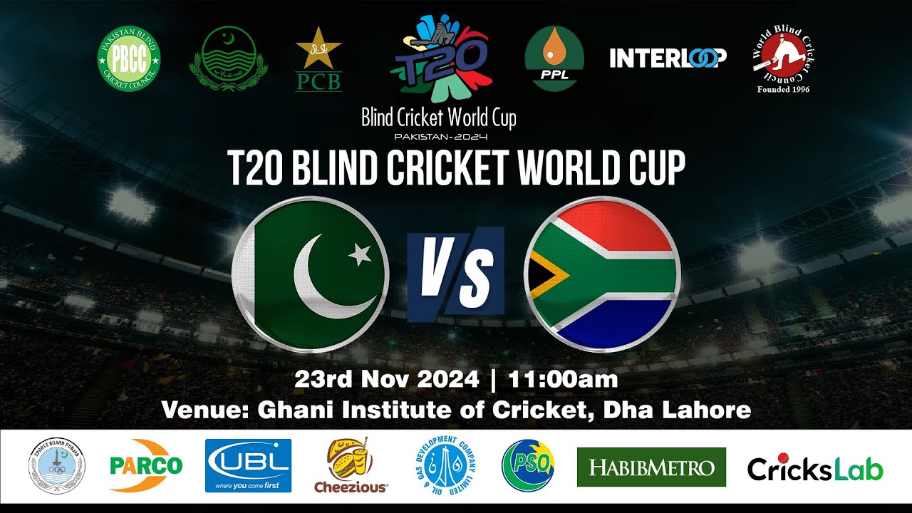LIVE : Pakistan VS South Africa || Blind T20 Cricket World cup 2024 || Match # 1 || Crickslab