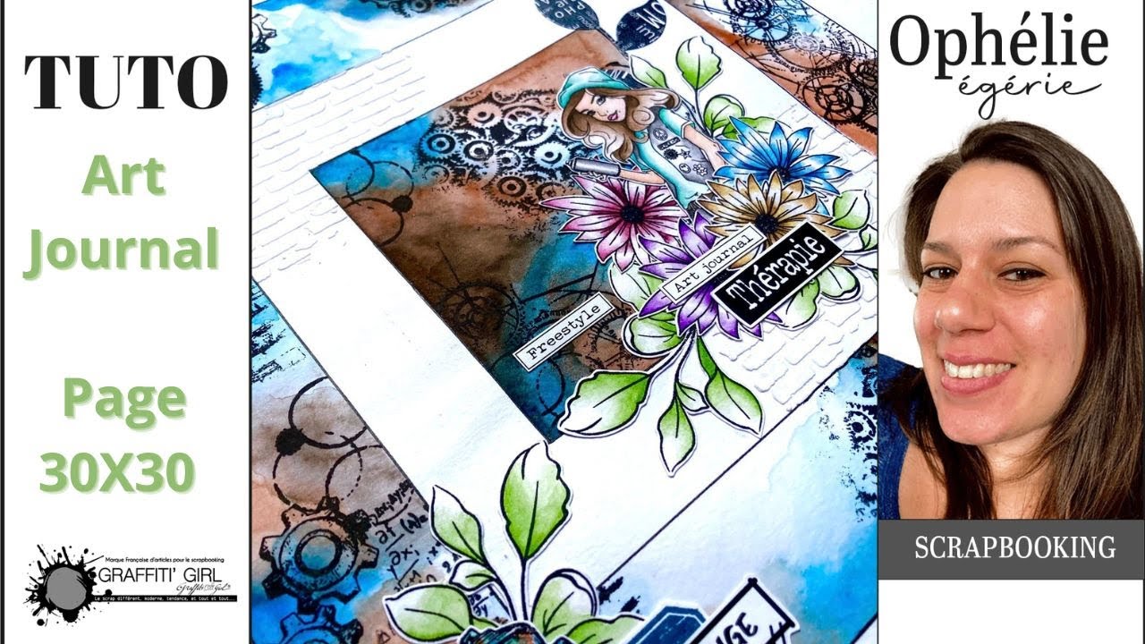 Page d'ART JOURNAL XXL avec mise en couleur à l'aquarelle