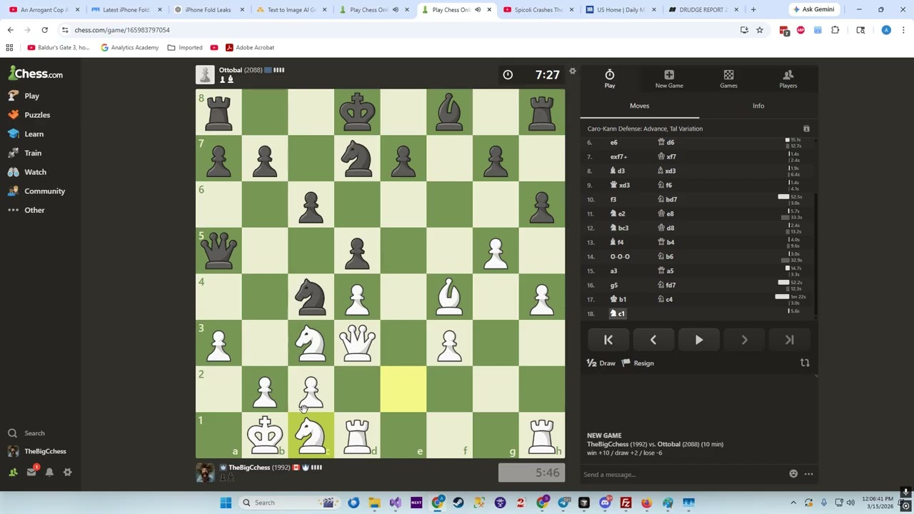 a quiet game of chess