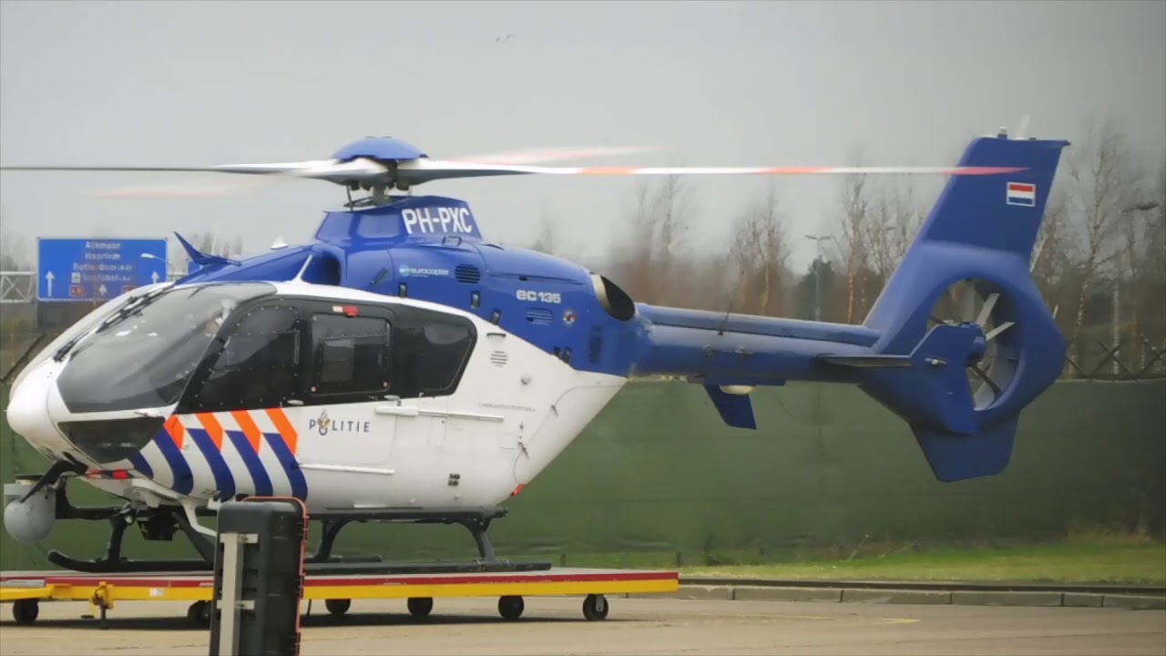 EC135 PH-PXC POLICE-03 landing Schiphol + washing engines