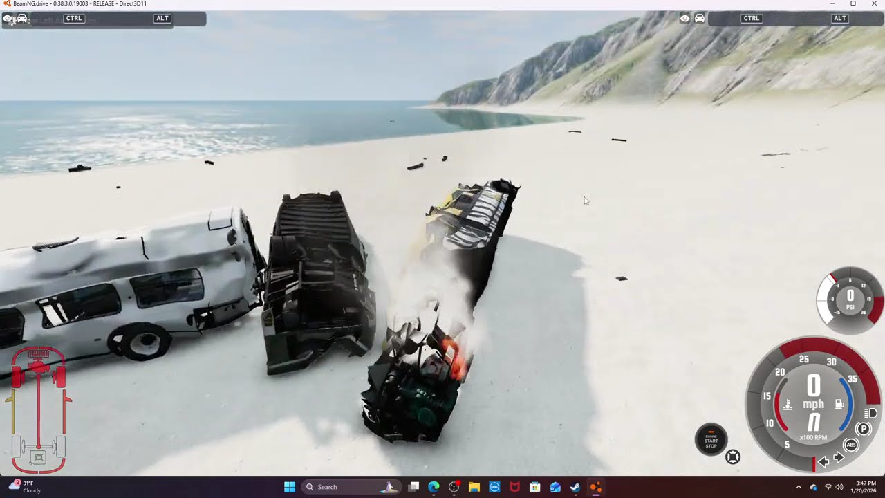 Driving all configs of the Wentward DT40L down a cliff in Beam.ng.