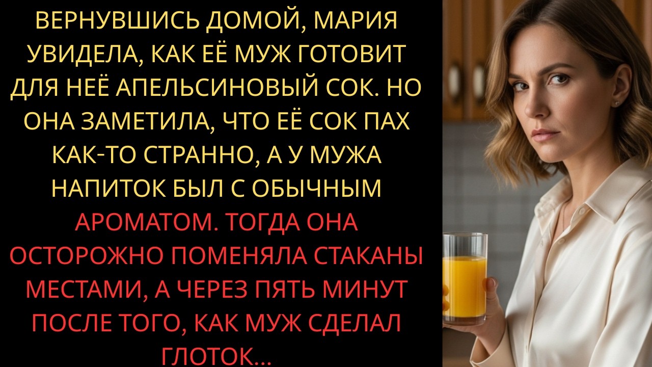 Муж приготовил мне сок со странным запахом и я решила поменять стаканы местами. А через 5 минут муж…