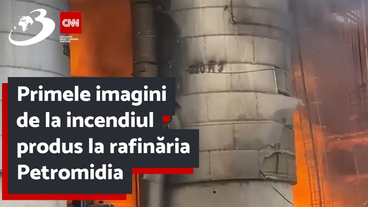 Primele imagini de la incendiul produs la rafinăria Petromidia. Este plan roșu de intervenție