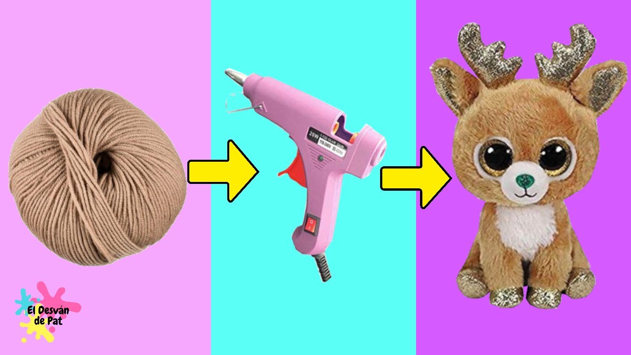 MANUALIDADES FACILES : PELUCHE RENO CON POMPONES DE LANA O ESTAMBRE FÁCIL DE HACER