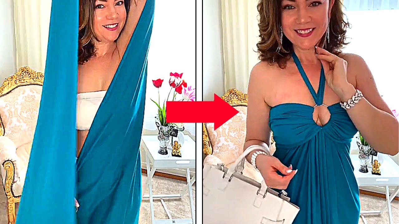 5 Awesome Ideas for Using a Scarf as an Evening Dress | Tips & Hacks for Women #37