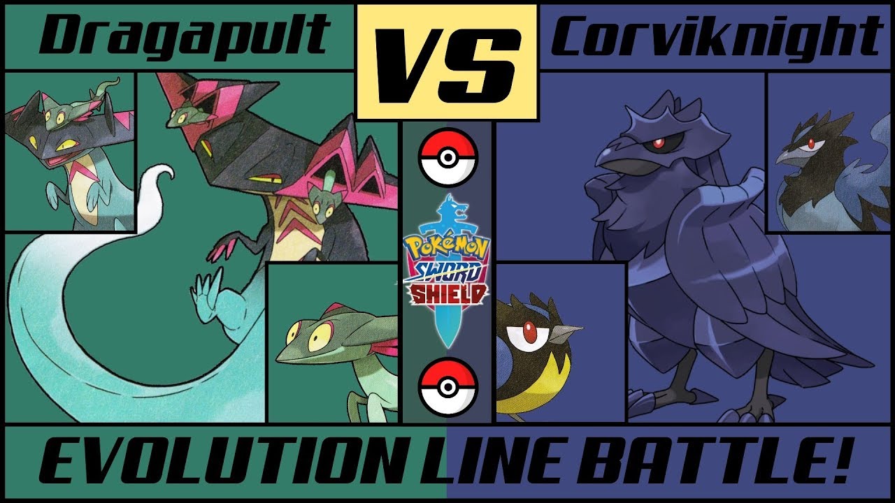 DRAGAPULT vs CORVIKNIGHT - Evolution Line Battle (Pokémon Sword/Shield)