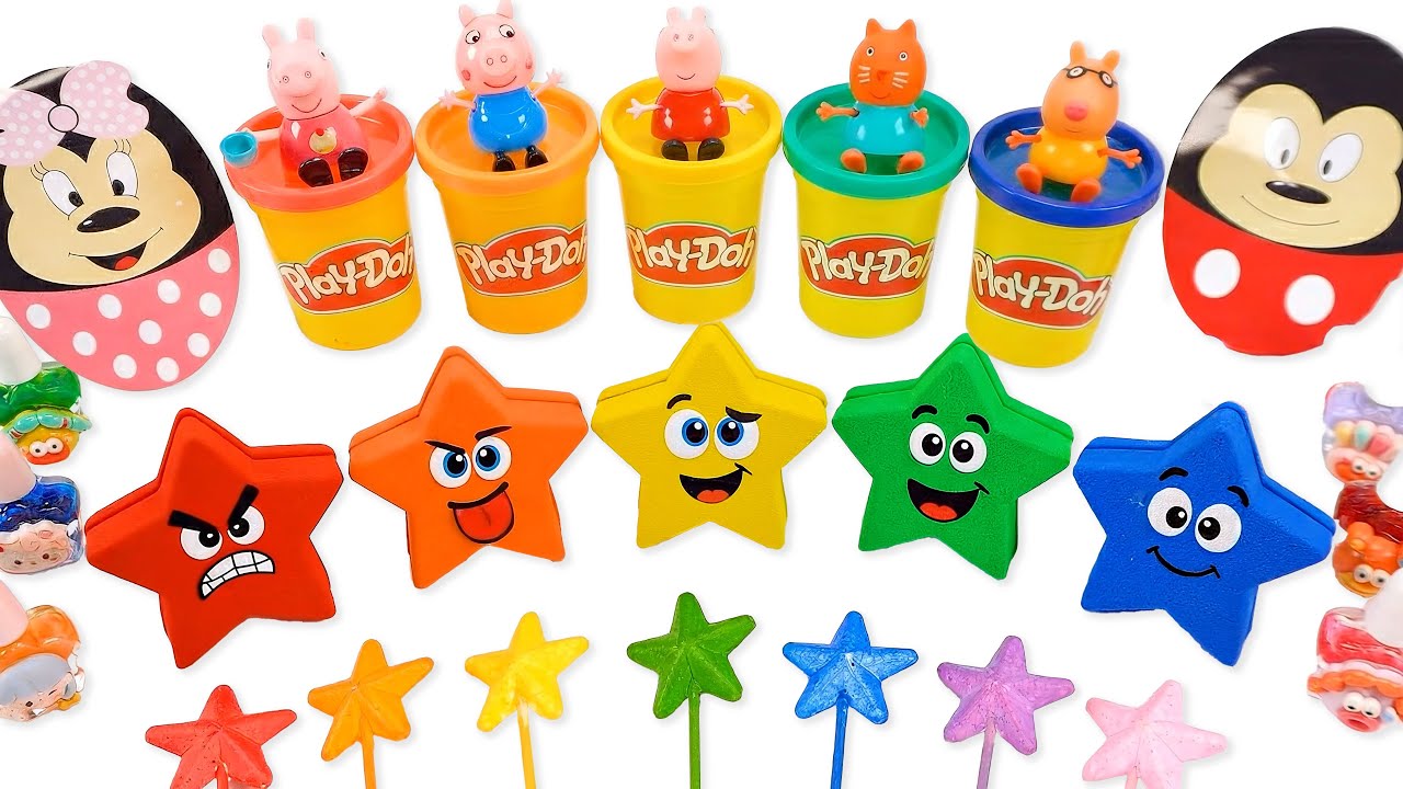 How To Make Kinetic Sand Rainbow Playdoh Clown Stars & Cutting ASMR 🌈 Kinetic Sand ASMR