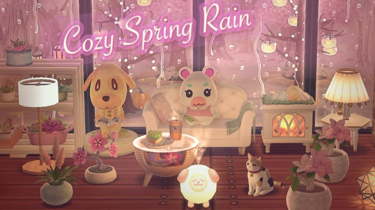Rainy Animal Crossing Lofi 🌸🌧️ [1 HOUR] | Cozy Spring Rain | Study Music, Focus & Relax