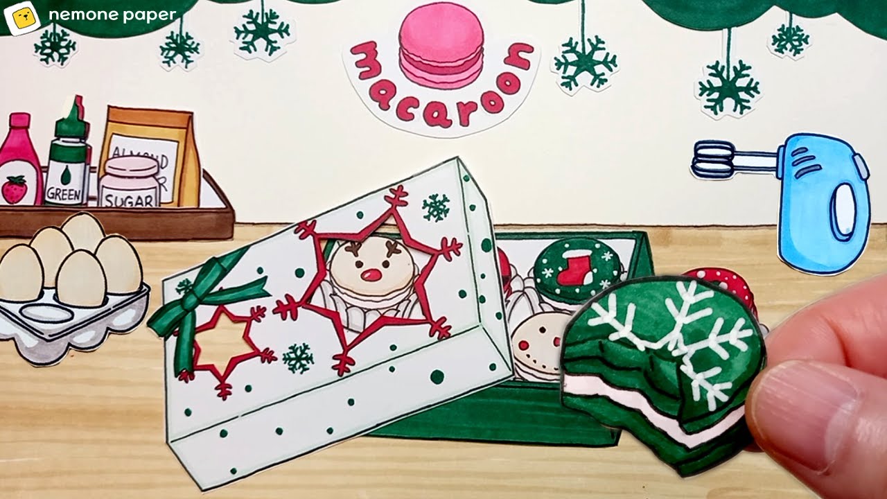 [💸paperdiy💸] Making Christmas macaron🍪Paper cooking 마카롱 만들기 종이놀이 asmr 마카롱 먹방 Mukbang 마카롱 가게 종이놀이