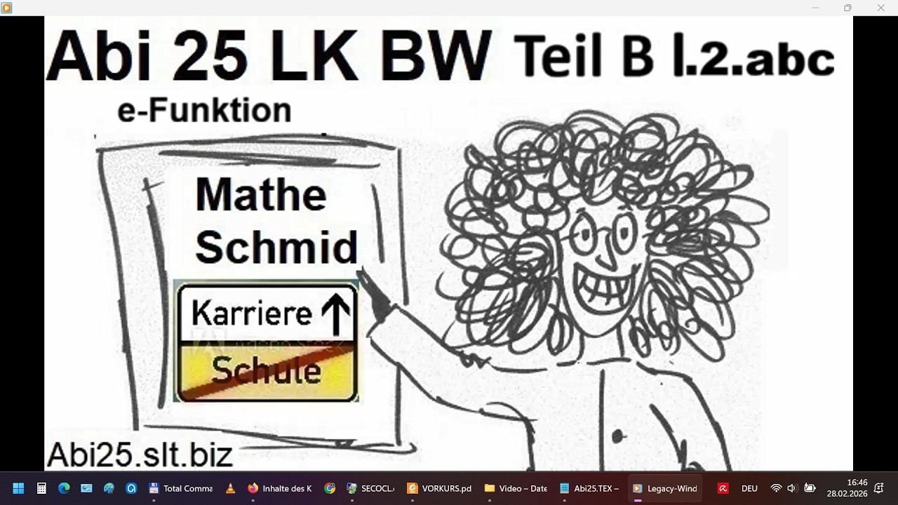 Das Abitur 2025 Baden Württemberg Teil B Aufgabe I2abc e-Funktion | Mathematik vom Mathe Schmid