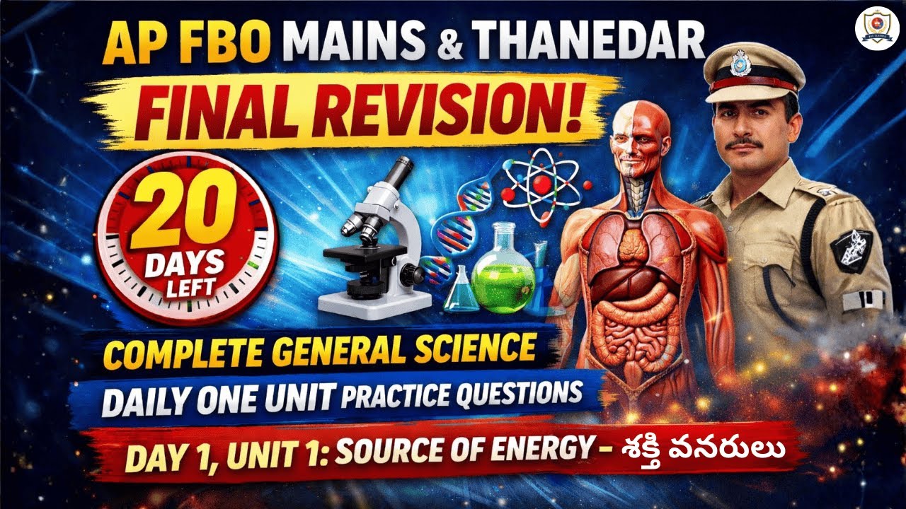 AP FBO Mains General Science Final Revision🔥| 20 Days Daily Unit-Wise Practice MCQs|Source of Energy