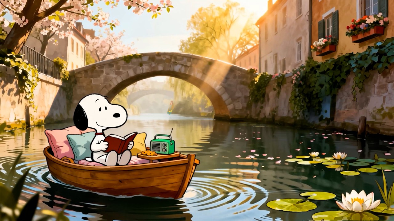 Snoopy in a Blooming Spring Path 🌷 Soft Lofi Chill Vibes ☀️ Peaceful Music to Relax