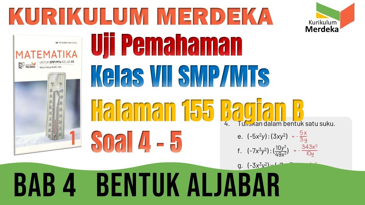 CARA MUDAH | LATIHAN SOAL AKHIR BAB MATEMATIKA KELAS 7 HALAMAN 155 SOAL 4-5 KURIKULUM MERDEKA