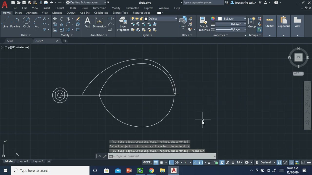AutoCAD Outside calipers