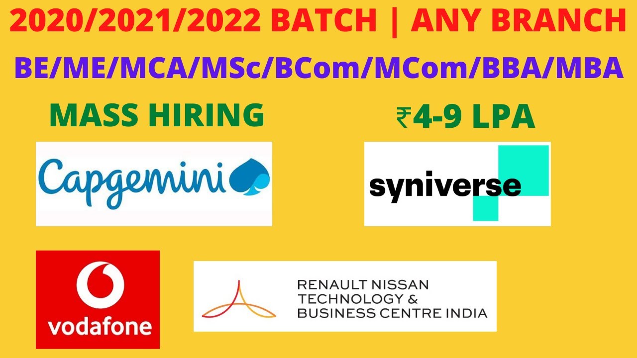 4 Off-Campus | 2020/2021/2022 batch | Mass Hiring | ₹4-9 lpa | Any Graduate
