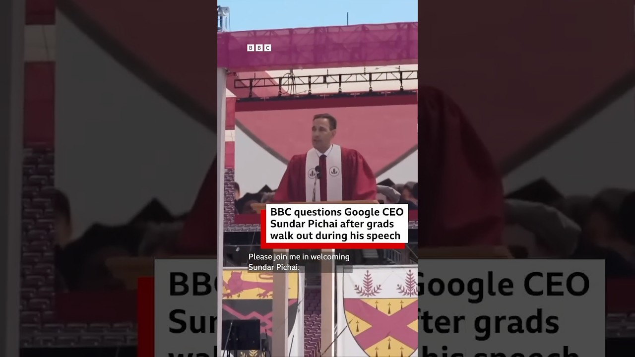 BBC questions Google CEO Sundar Pichai after grads walk out during his speech | BBC News India