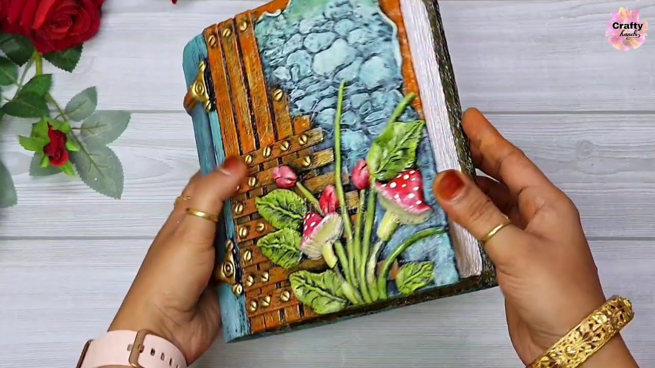 A beautiful book box making idea at home | cardboard craft idea | book box | crafty hands