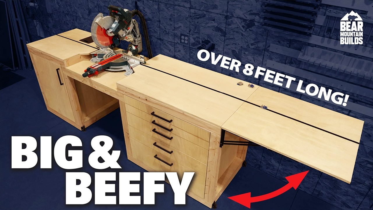 Ultimate Miter Saw Table | Over 8' of Cut Capacity