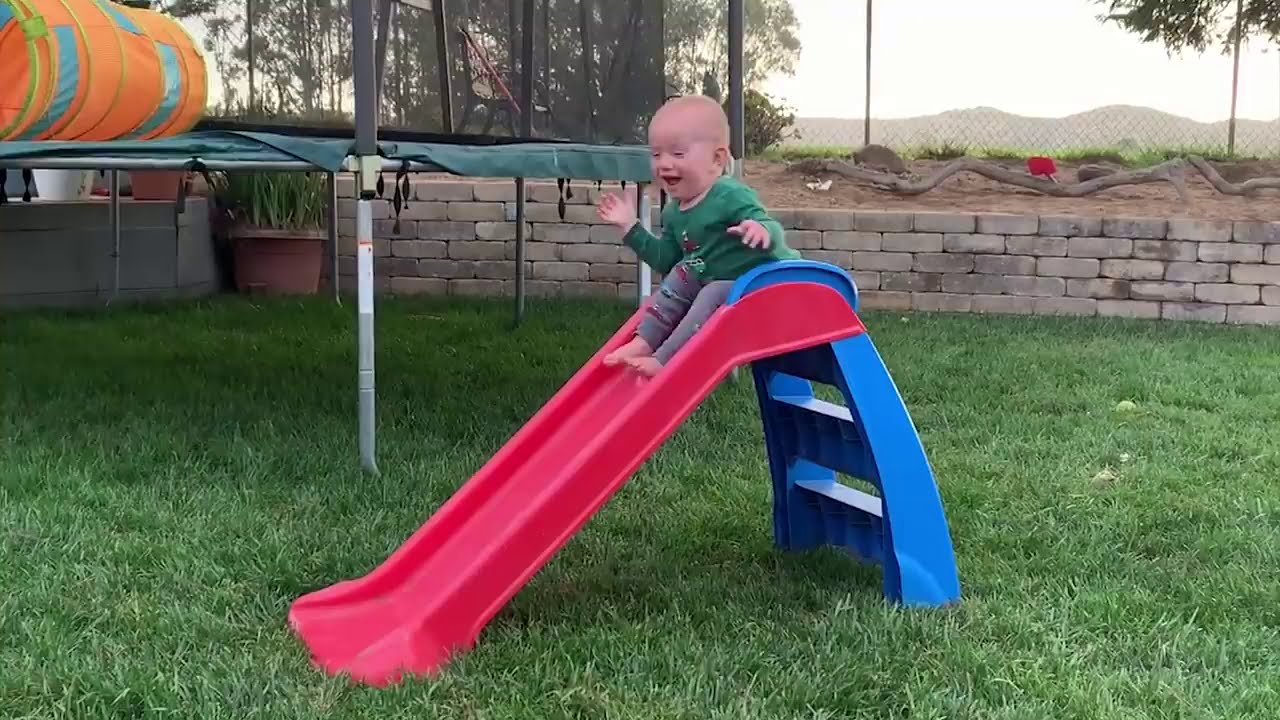 Cute Funny Baby Plays Slide FUNNY BABY VIDEOS