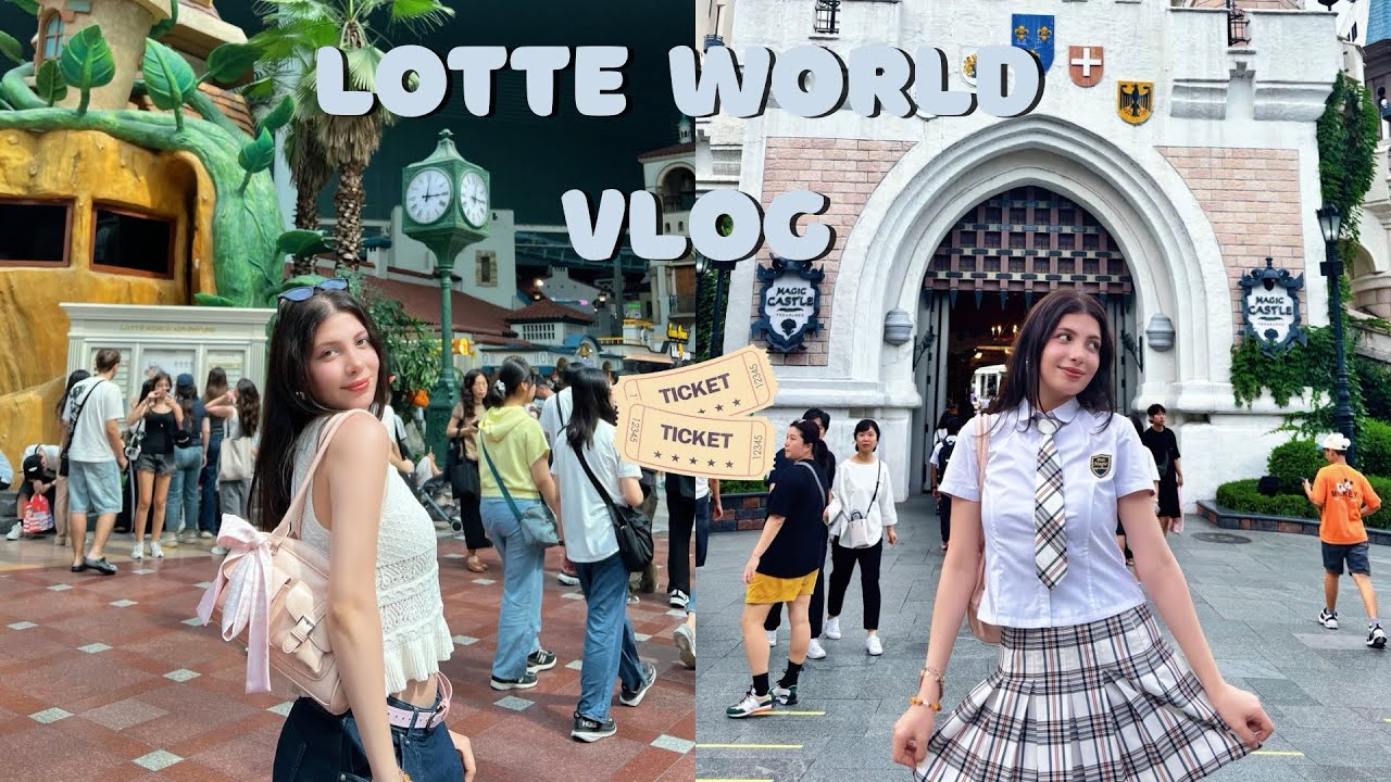 Lotte World Vlog/ roller coasters, Korean school uniform