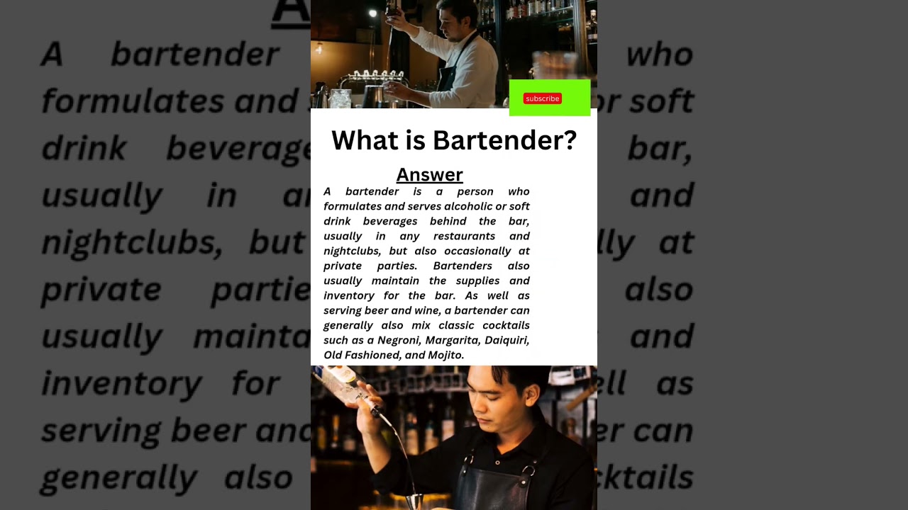 What is Bartender? | Bartender jobs interview question and answer| Bartender| #bartender #interview