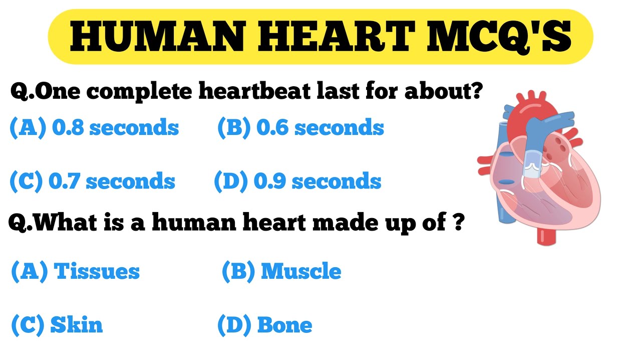 human heart mcq || heart mcq || heart mcq questions || heart related questions