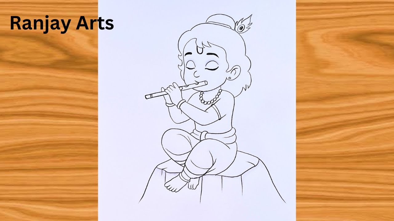 Little Krishna Drawing Tutorial | Krishna Janmashtami Special Art | Chitra