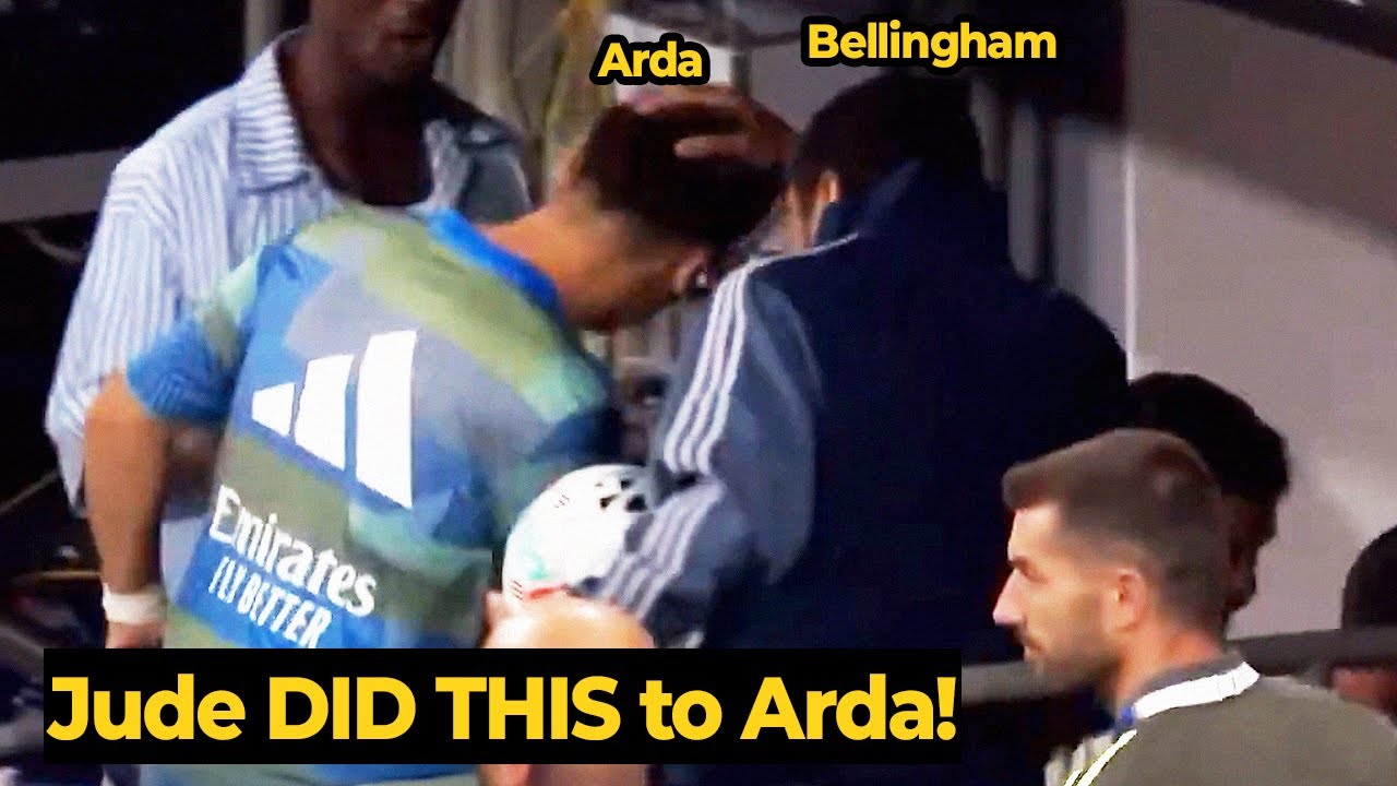 Jude Bellingham salutes Arda G&uuml;ler after the match against Mallorca