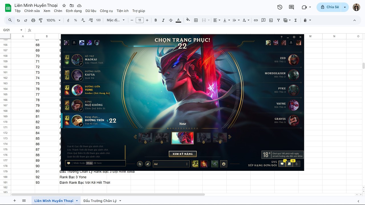 Rank Bạc 3 Yone